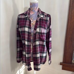 American Eagle Outfitters Plaid Shirt - Burgundy and White
